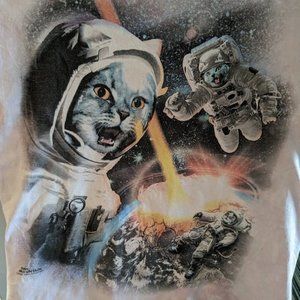 Astronaut Cats Shooting Lasers Pink Large